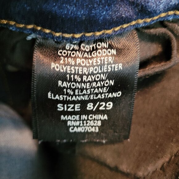 Tahari Jeans Size 8 Kelly Classic Skinny Mid Rise Medium Dark Wash Stretch Denim - Picture 5 of 11